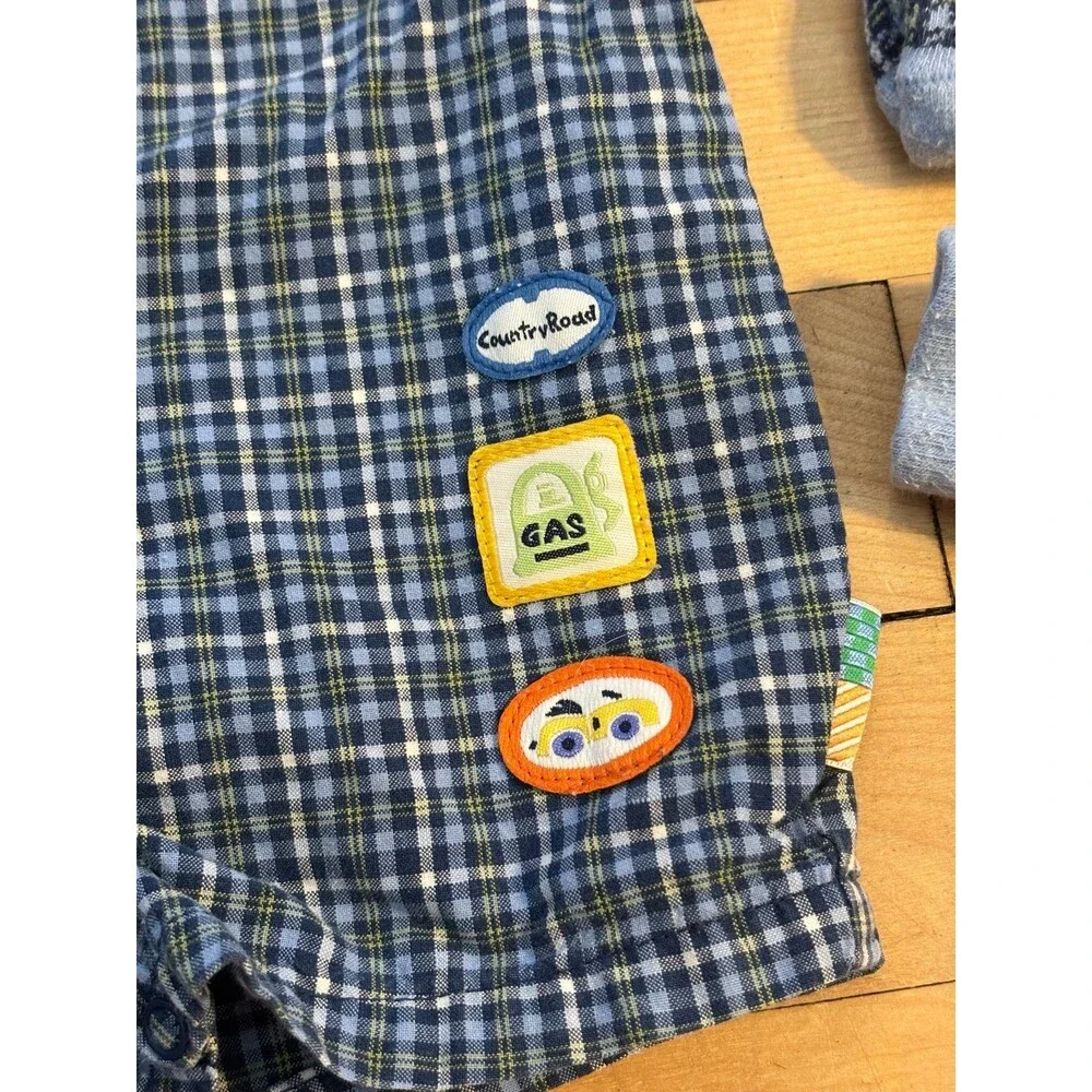 Rainbow tag gymboree layette 0/3 mths road trip romper socks set car Vtg gas